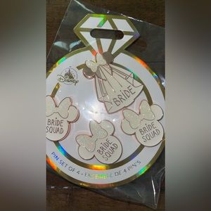 Disney Bride Squad Pin Set with 3 extra “Bride Squad” Pins